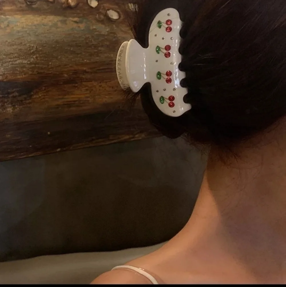 NEW Ivory Cream Cherry Hair Claw Hair Claw Clip